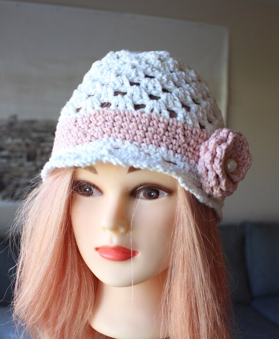 Youth Beanie Hand Knitted Hat White and 