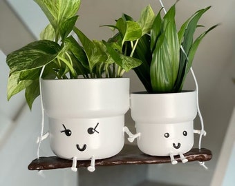 Cute character double pot hanging planter various colours available in size 9cm and 12cm pot