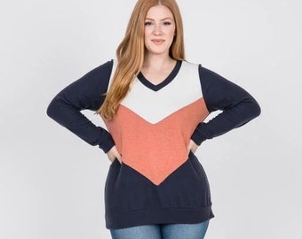 Chevron Color Block Sweater