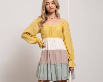 Tiered Color Block Dress