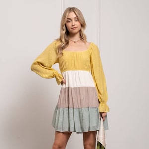 Tiered Color Block Dress