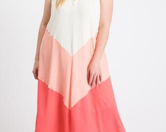 Color Block Chevron Vestido