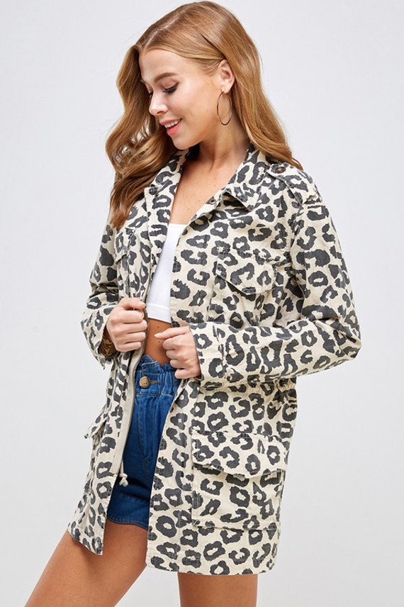 Leopard print cheap utility jacket