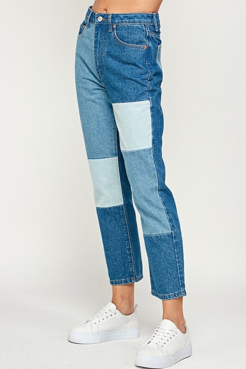 Color Block Jeans - Etsy
