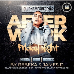 Girls Night Club Flyer: 4x4 Social Media, Photoshop Template (PSD File)