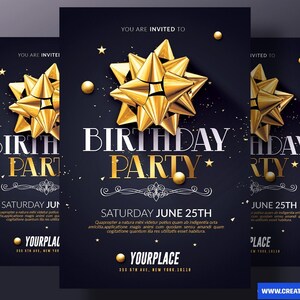 Birthday Flyer Template: Editable Photoshop PSD (4x6 Digital Download)