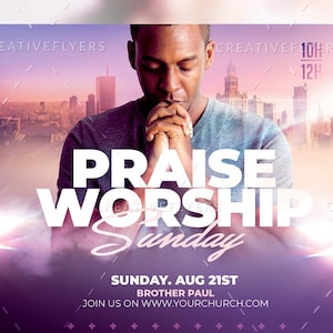 Photoshop Flyer, Church Flyer | 4x4 Photoshop Design | Church Service Flyer | Editable Flyer | instant Download