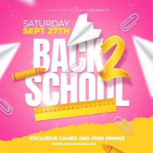 Photoshop Flyer, Back to School Flyer Template | 4x4 Photoshop graphic | Printable Flyer