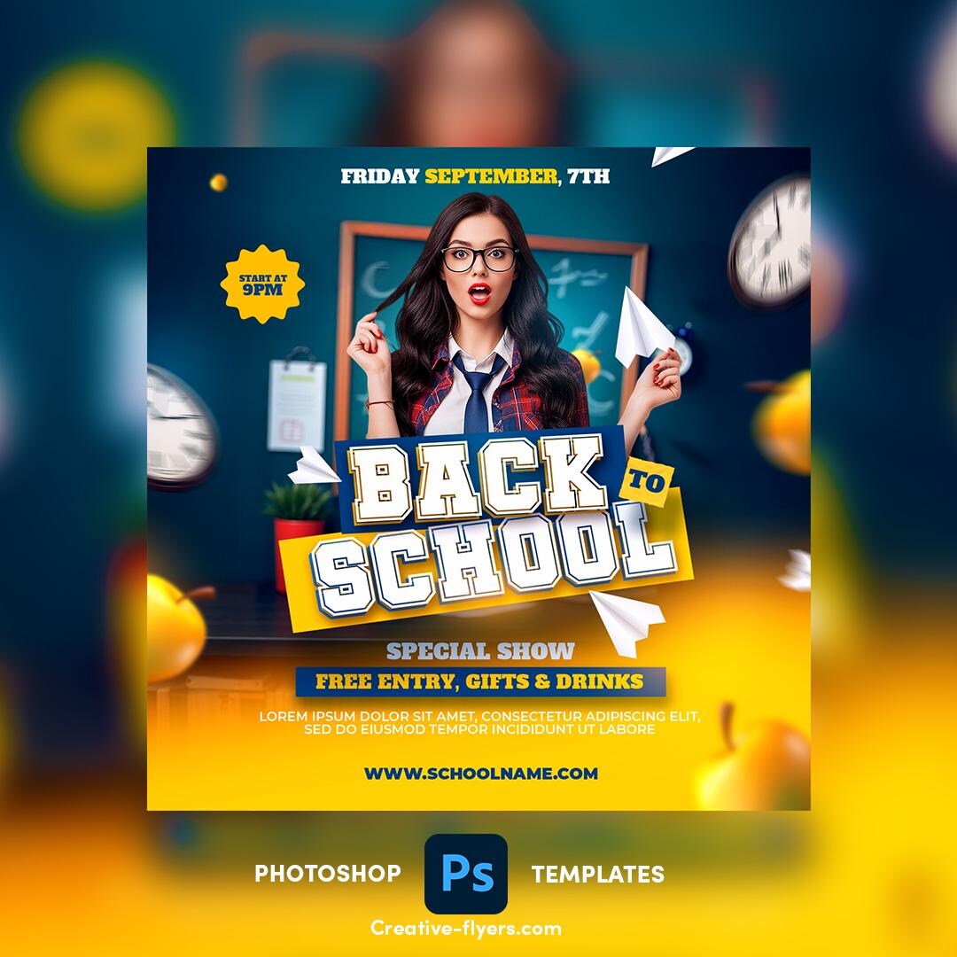 Back to School Flyer Template: 5x5 Photoshop Graphic (PSD File) - Etsy