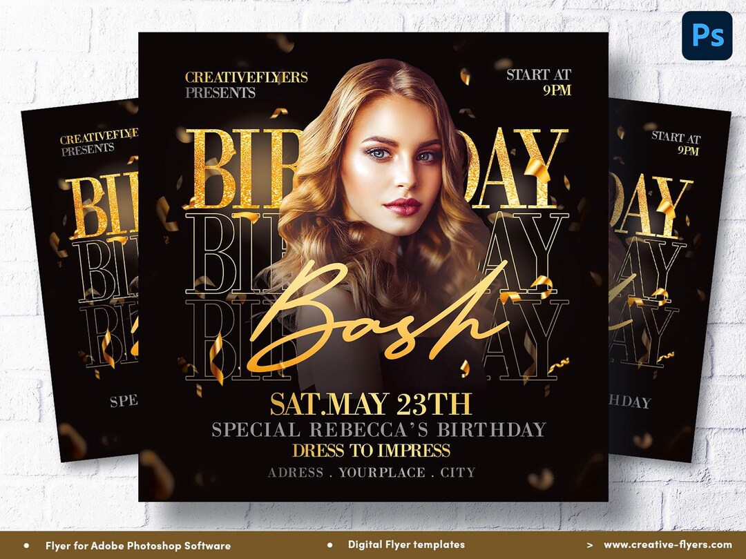 Birthday Bash Flyer Template: Editable Nightclub Invitation (PSD) - Etsy