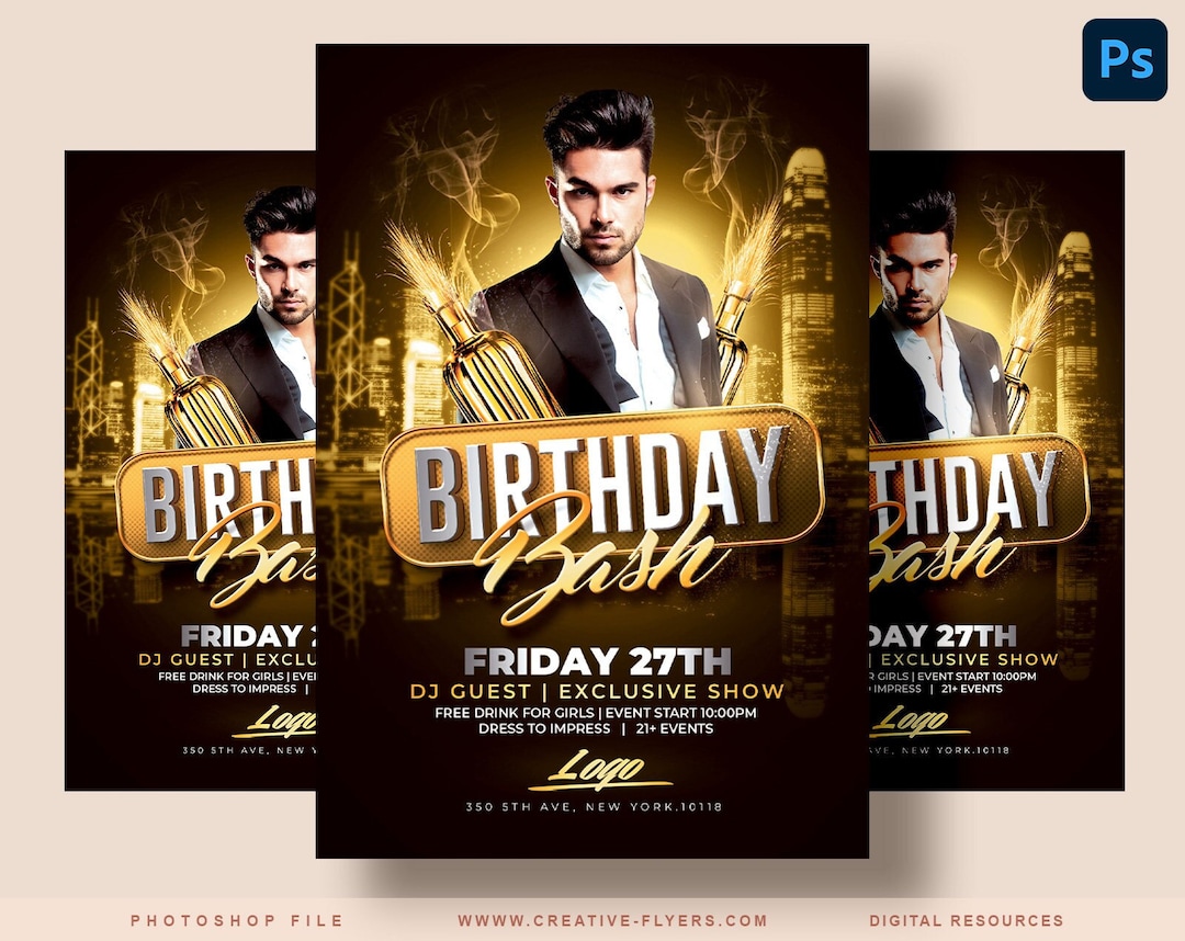 birthday-party-flyer-photoshop-psd-instant-download-editable-invitation-nightclub-template-etsy