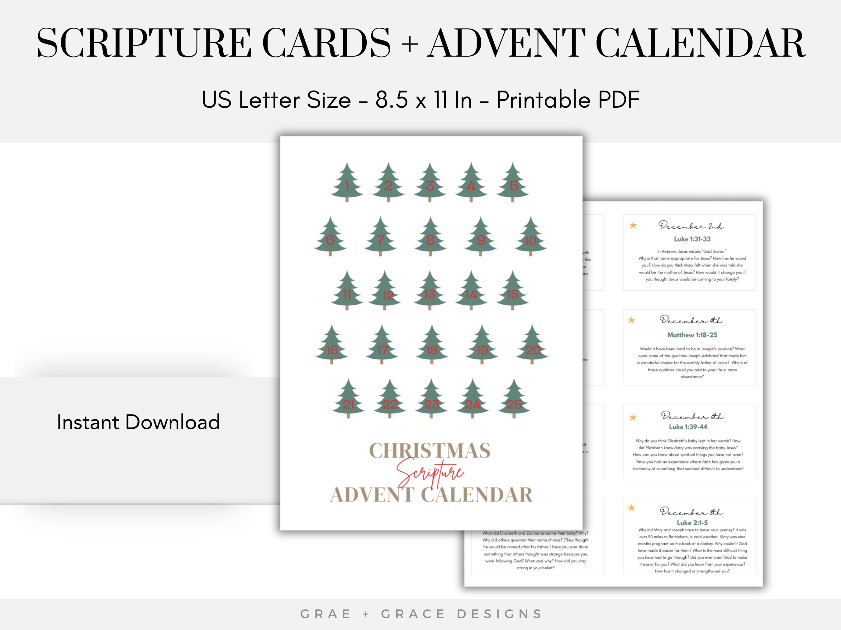 Printable Scripture Advent Calendar for Kids Instant Download Advent ...