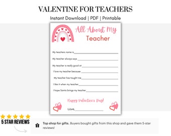 Teacher Valentines | Classroom Valentine | Class Valentine | Valentine Gift Tags | Instant Download | Printable Valentines