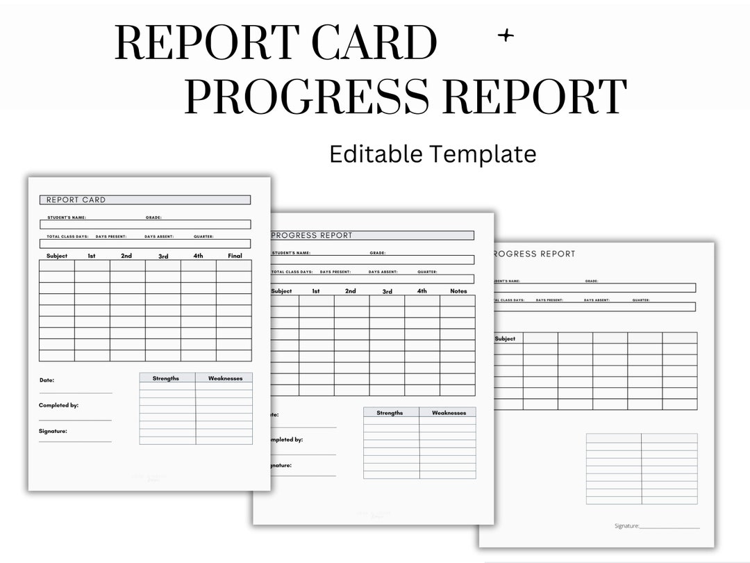 Customizable Report Card and Progress Report Template Transcript ...
