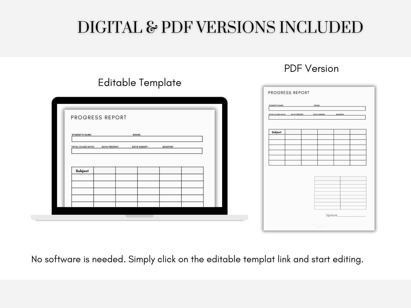 Customizable Report Card and Progress Report Template Transcript ...
