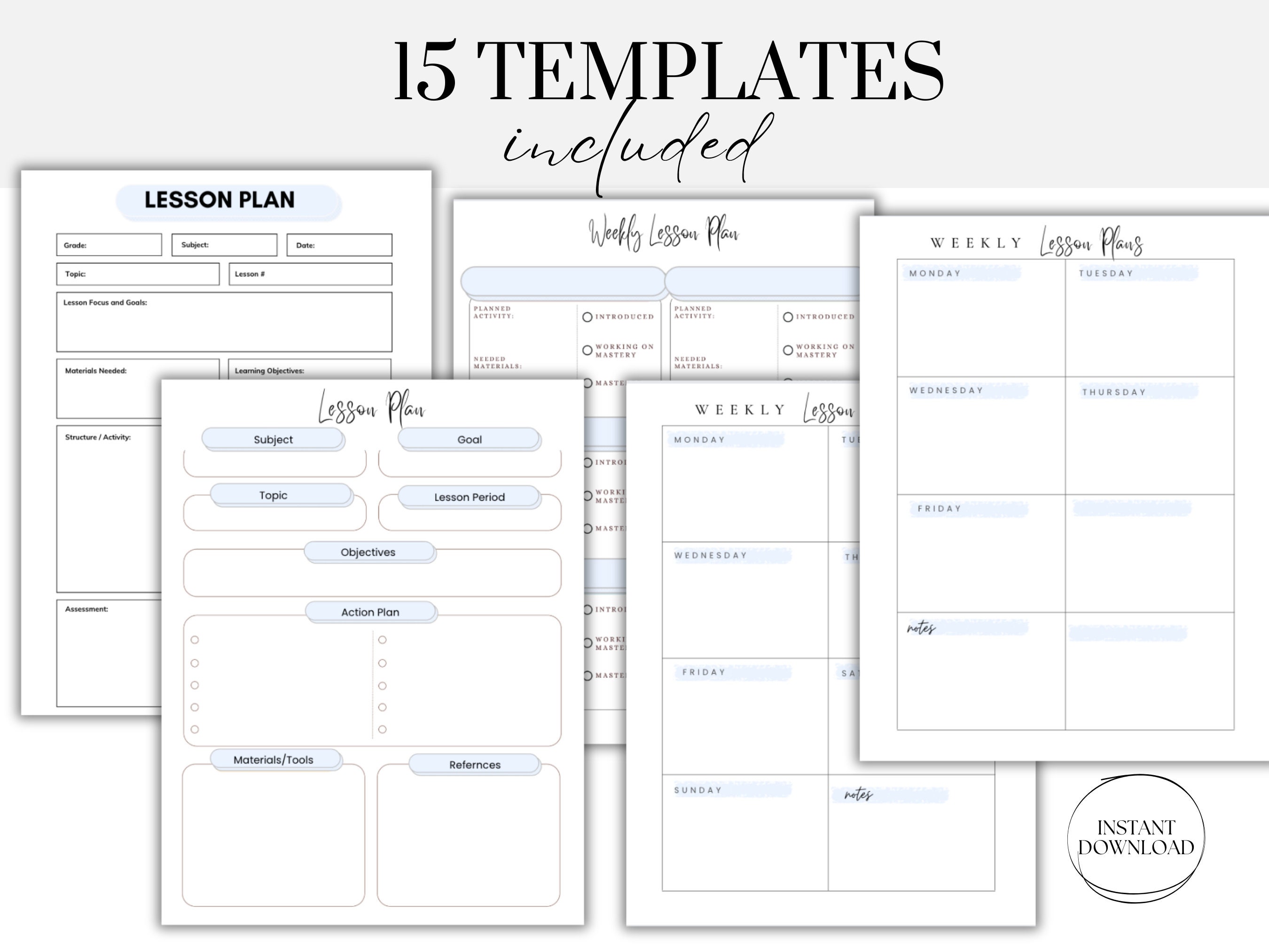 Lesson Plan Template Lesson Planner Printable Homeschool Teacher ...