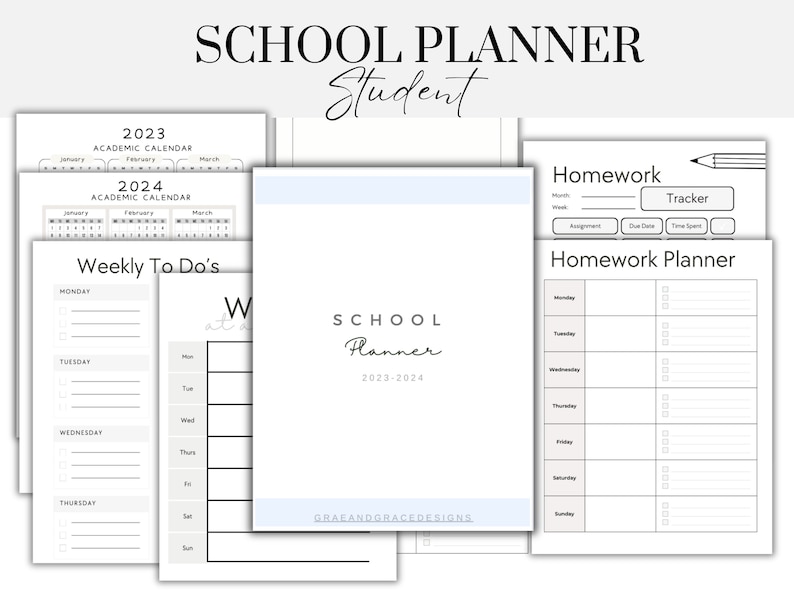 Printable Editable 20232024 School Planner School Calendar Etsy