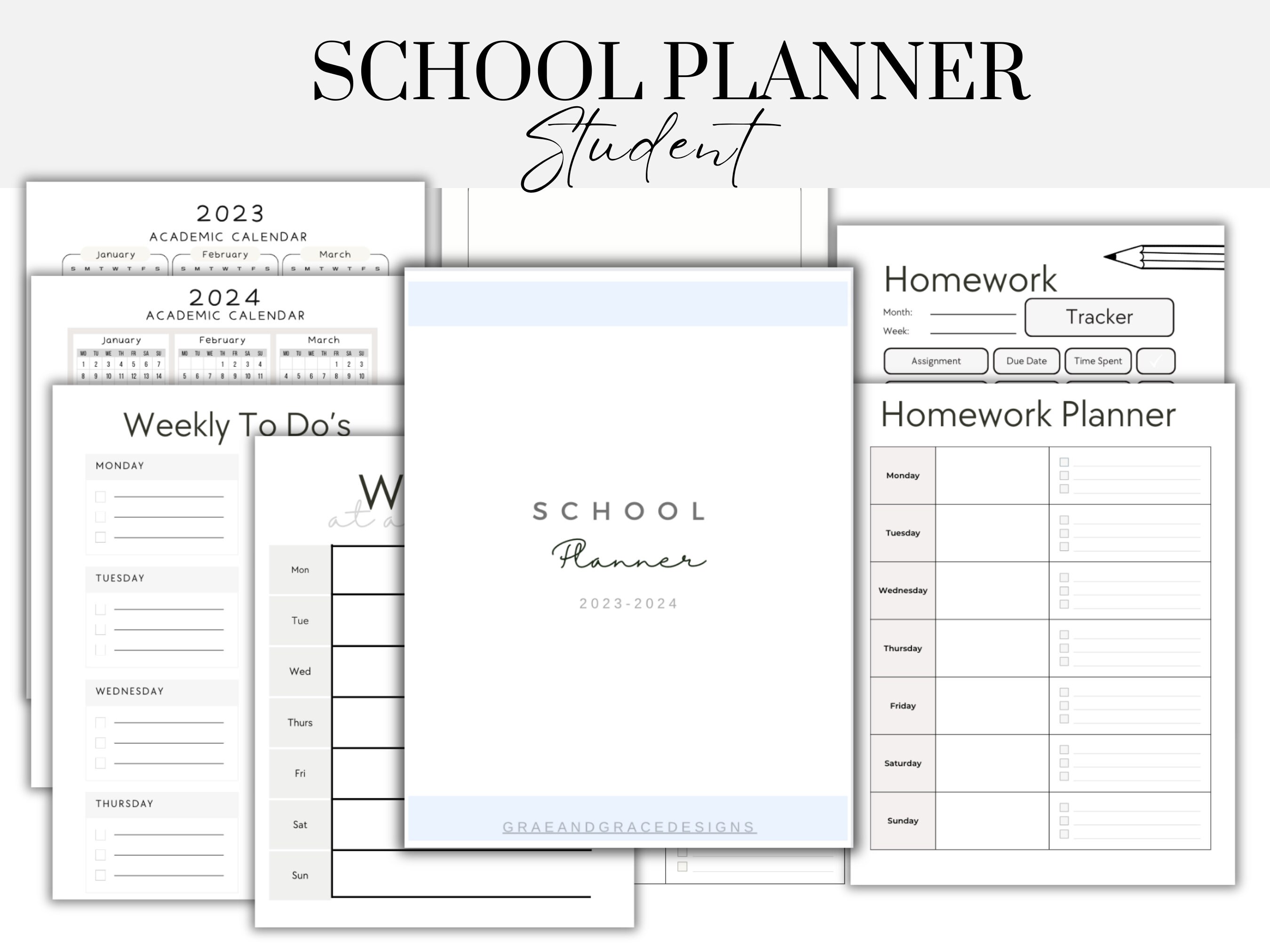 Printable Editable 20232024 School Planner School Calendar School