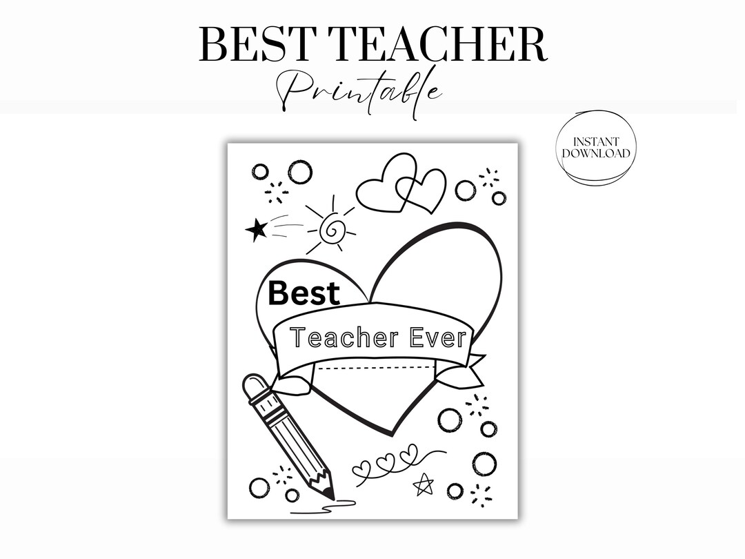 Best Teacher Coloring Page Instant Download Teacher - Etsy