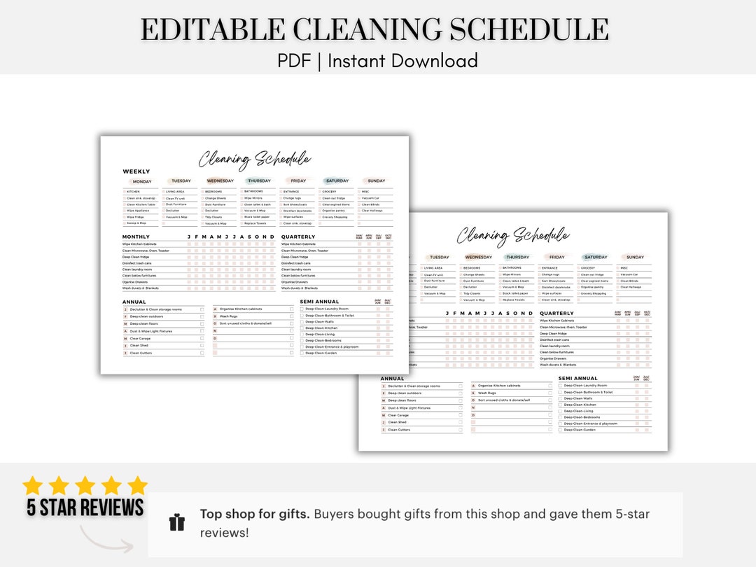 Cleaning Schedule Editable Canva Template Cleaning Checklist Cleaning ...