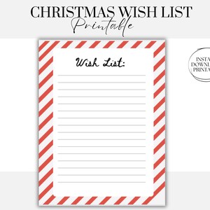Kerstverlanglijst Afdrukbare kerst Instant Download Verlanglijst Afdrukbare kerstcadeaulijst Kerstverlanglijst Vakantieverlanglijst voor kinderen