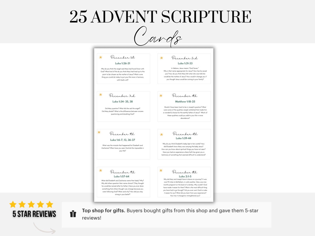 Printable Scripture Advent Calendar for Kids Instant Download Advent ...