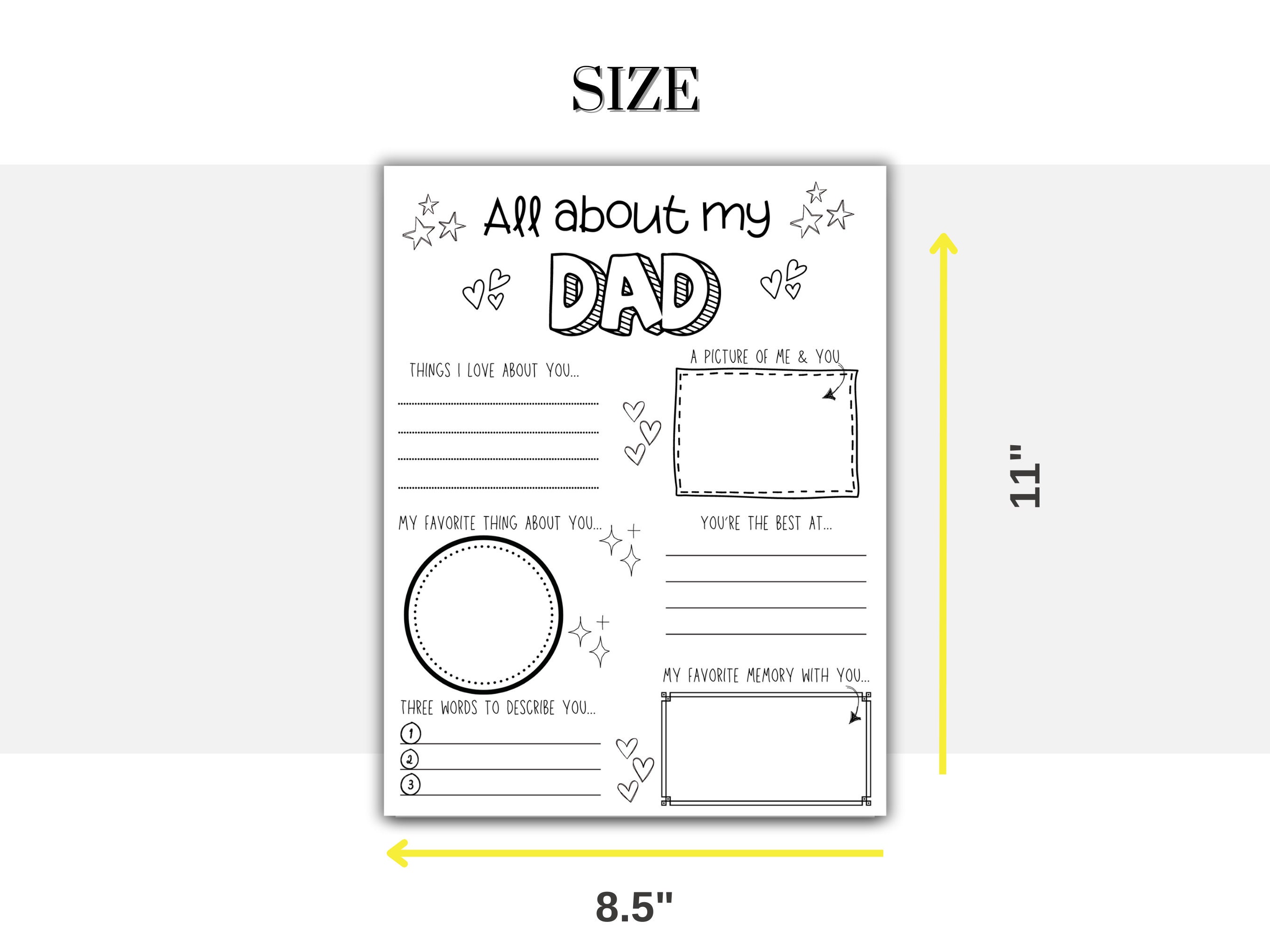 All About My Dad Printable, Fathers Day Gift From Kids Interview, Dad ...