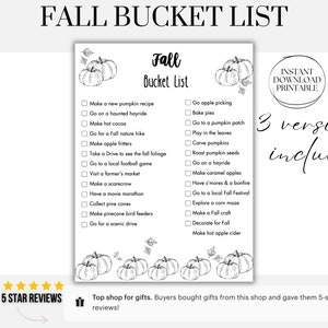 Fall Bucket List Printable Autumn Bucket List Template Editable Fall Bucket List Autumn Activities Checklist Fall To Do List PDF