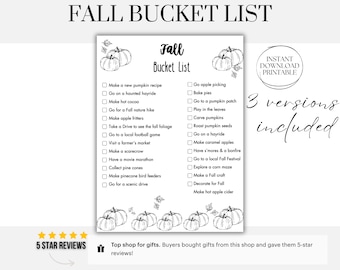 Fall Bucket List Printable Autumn Bucket List Template Editable Fall Bucket List Autumn Activities Checklist Fall To Do List PDF