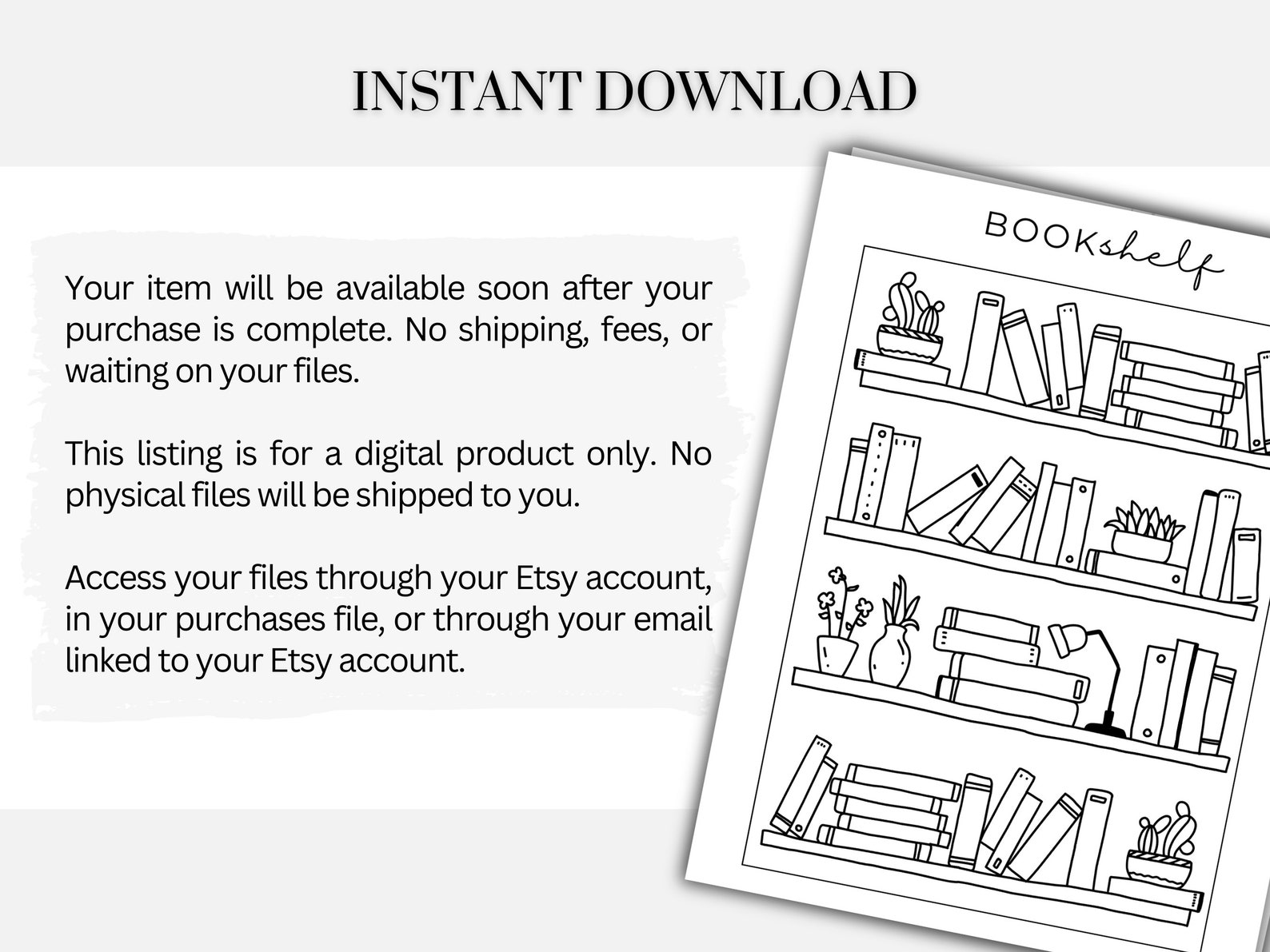 Reading Tracker Printable, Bookshelf Reading Log A4 A5 Letter HP ...