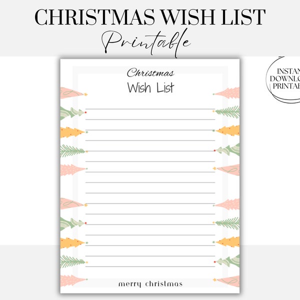 Weihnachtswunschliste druckbare Weihnachten Sofortiger Download Wunschliste druckbare Weihnachtsgeschenkliste Weihnachtswunschliste Weihnachtswunschliste für Kinder