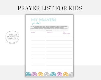 Kids Prayer | Prayer List for Kids | Prayer Chart | Prayer Printable ...