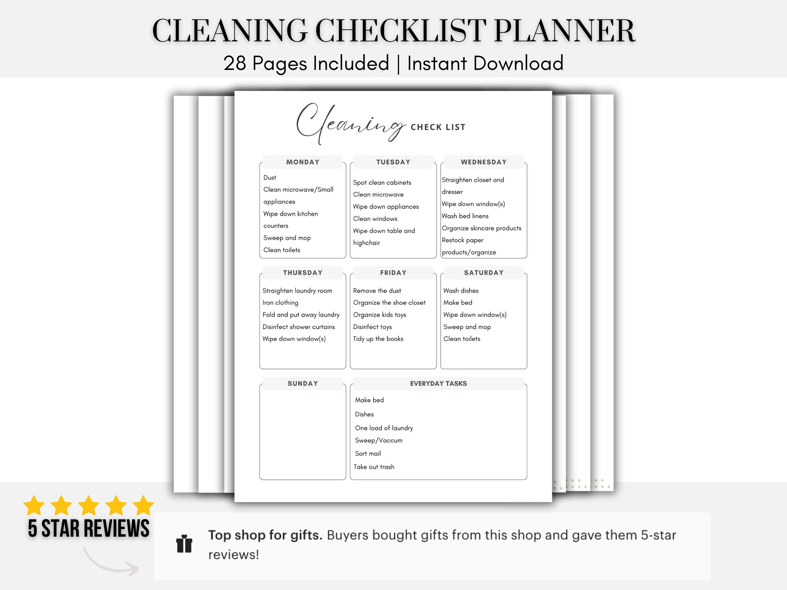 Editable Cleaning Schedule Printable Weekly, Monthly, Yearly Cleaning ...