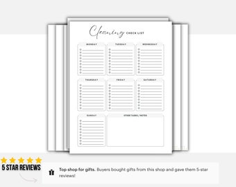 Printable Cleaning Checklist Cleaning Planner Cleaning Schedule Cleaning Planner Instant Download House Chore List