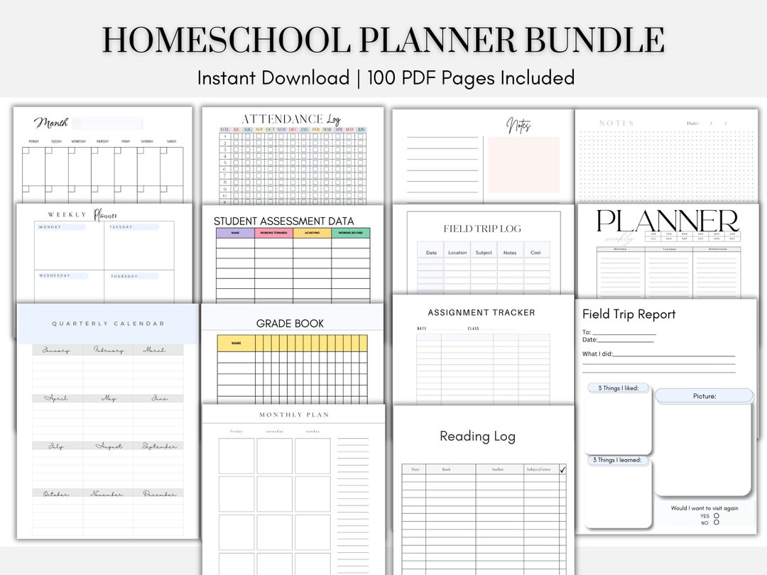 Homeschool Planner Pages Fillable Homeschool Planner BUNDLE Printable ...