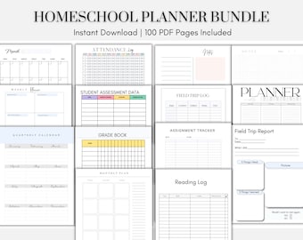 Homeschool Planner Pages Fillable Homeschool Planner BUNDLE Printable Homeschool planner pages Lesson Planner Academic Planner PDF