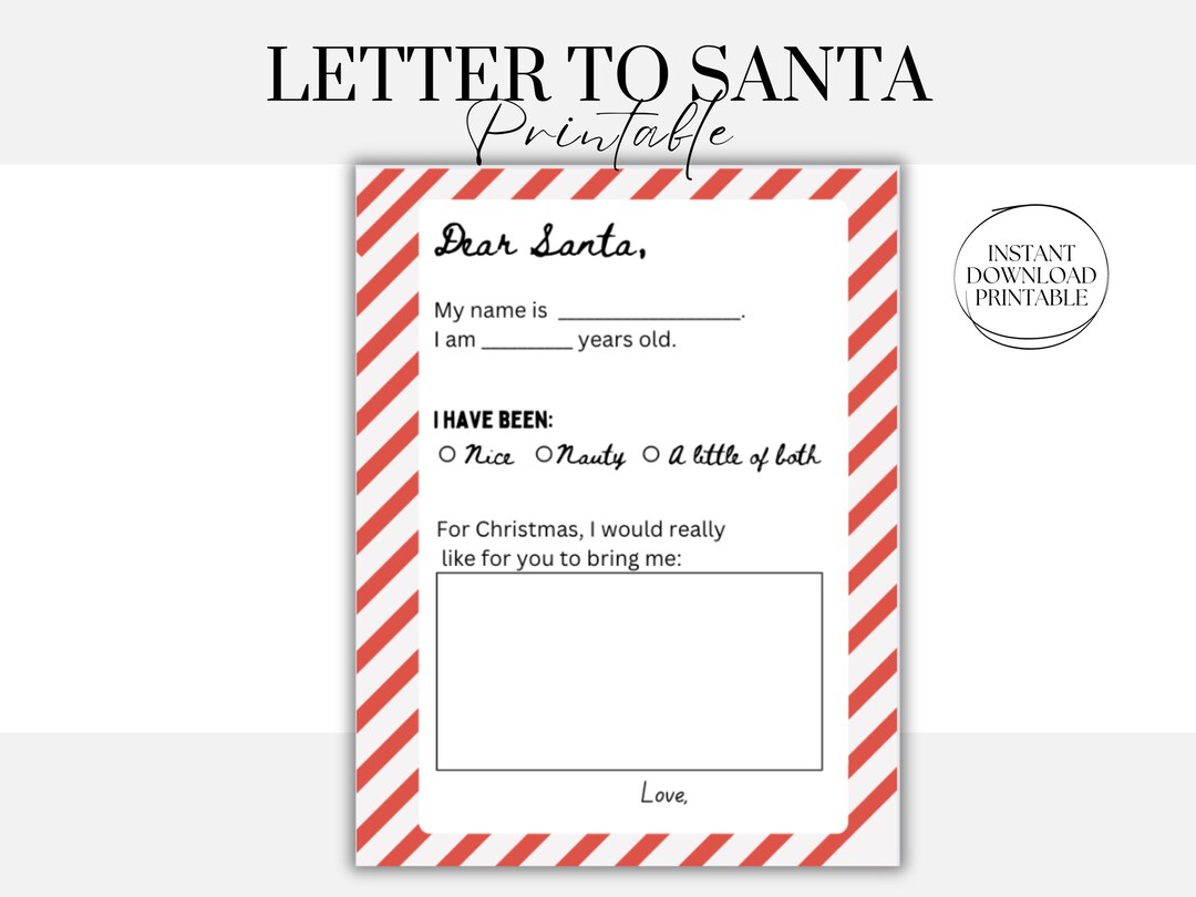 Letter to Santa PRINTABLE Kids Letter to Santa Letter - Etsy