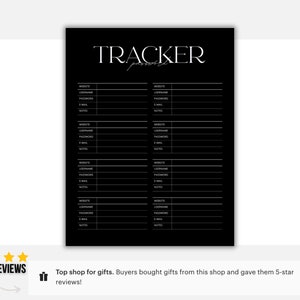Password Tracker Printable & Fillable | Password Keeper | Password Organizer | Password Log | A4/A5/Letter/Half | Instant Download PDF | 003