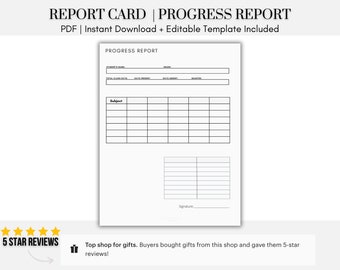 Homeschool Report Card Progress Report Template Editable Transcript Template Homeschool Printable Progress Report Card School Transcript