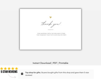 Notas de agradecimiento para el cliente imprimibles / Insertos de embalaje de Melaleuca / Inserto de tarjeta de agradecimiento / Nota de agradecimiento por comprar / Gracias al cliente