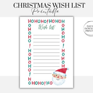 Weihnachten Wunschliste für Santa Weihnachten Sofort Download Wunschliste Druckbare Weihnachtsgeschenkliste Santa Wunschliste Urlaub Wunschliste