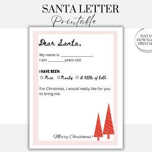 Letter to Santa PRINTABLE Kids Letter to Santa Letter Christmas Printable Letter to Santa Claus PRINTABLE Christmas Coloring Pages