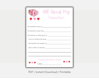 Teacher Valentine Gift | Instant Download | Printable Valentine | School Valentine | Teacher Valentines | Classroom Valentine