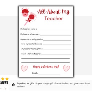 Printable Valentine For Teacher | Teacher Valentines | Classroom Valentine | Class Valentine | Instant Download | Printable Valentines