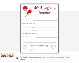 Printable Valentine For Teacher | Teacher Valentines | Classroom Valentine | Class Valentine | Instant Download | Printable Valentines