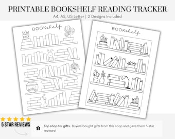 Reading Tracker Printable, Bookshelf Reading Log A4 A5 Letter HP Classic, Book Tracker, Reading Challenge 50 & 100 books, Reading Planner