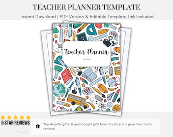 Digitaler Lehrer-Planer Bearbeitbare Canva-Vorlage Undatierter Stundenplaner Akademischer Planer Homeschool-Planer Schulbedarf
