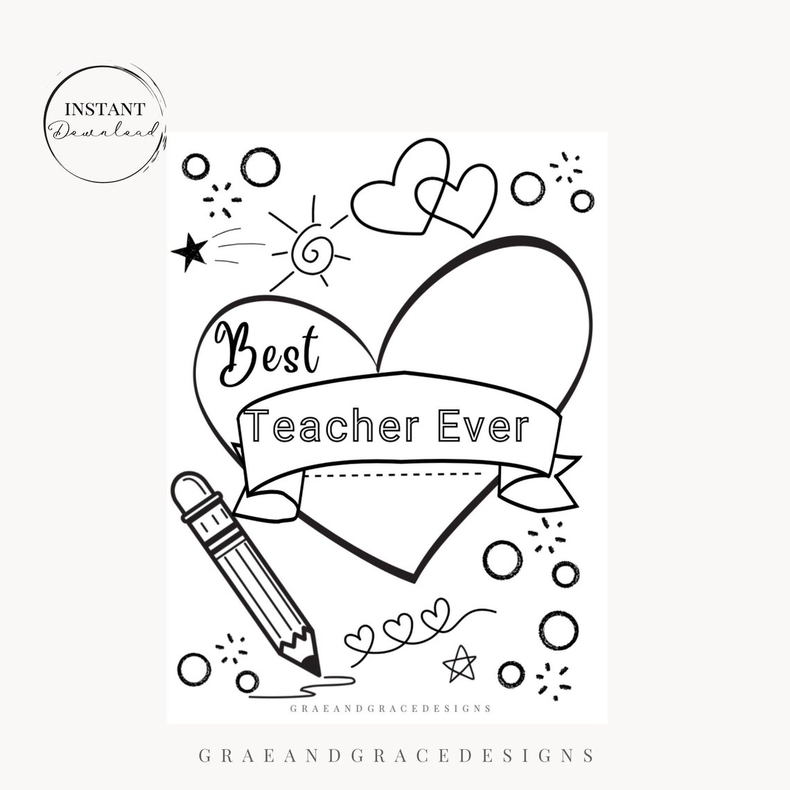 Best Teacher Coloring Page Printable Instant Download Coloring Page for ...