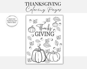 Hojas para colorear de Acción de Gracias Otoño Imprimible Niños Páginas para colorear de Acción de Gracias Otoño Hoja de Acción de Gracias Páginas para colorear de otoño Acción de Gracias
