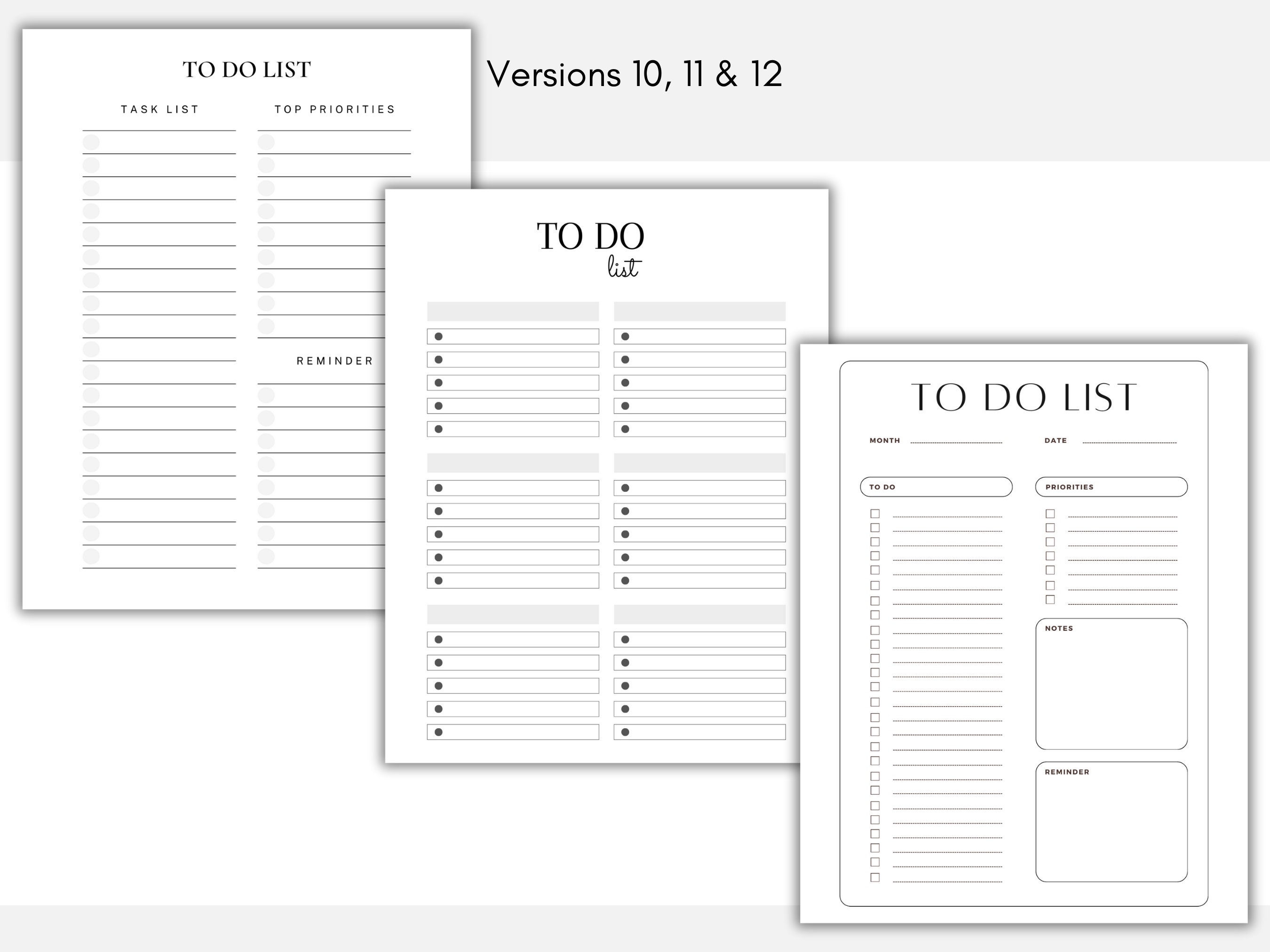 Minimal to Do List Template Printable Bundle Simple Tasks Daily to Do ...
